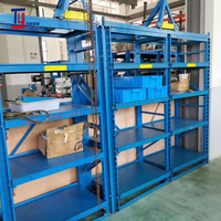 Système de rayonnage en entrepôt Support de moule semi-ouvert 3 couches avec tiroirs en acier robuste Support de stockage en acier