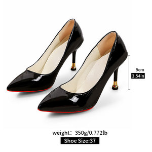 Nouvelles <span class=keywords><strong>Chaussures</strong></span> de Bureau pour <span class=keywords><strong>Femme</strong></span>, Style Sexy, Bout Pointu, Talons Fins 10,5 cm, en Cuir Verni PU, Talon Circulaire en Forme d'Haltère, XDD50 - Product Image 6