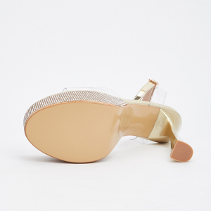 2024 Summer New High-heeled Shoes Fashion Rhinestone Waterproof Platform Transparent Glass Plastic <b>Sandals</b> 15.5CM - Product Image 6