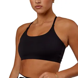 OEM ODM Custom Logo High Quality Twist Lightweight Workout Cross Back Sports Bra With Removable Padding For Women