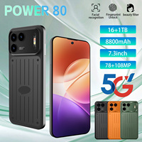 Ponsel Pintar Android 5G Grosir Power 80 Family Sharing Pasar Global 16GB 1TB Layar 7.3 Inci Baterai 8800mAh Pengenal Wajah Tahan Lama