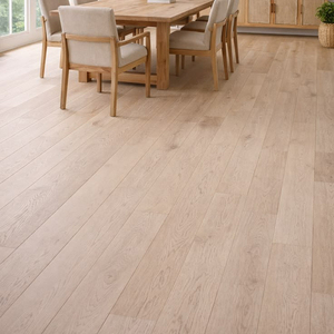 Plancher en bois d'ingénierie en chêne blanc de 12 mm, ignifuge, à clic, à trois couches, noyau rigide, grade AB, conforme à la norme EN717-1, pour la maison - Product Image 1
