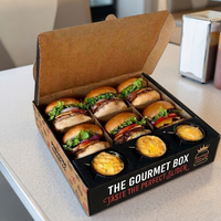 Boîte à emporter écologique personnalisée pour mini-burgers, boîte en papier pour servir en partage, boîte pour poulet frit, frites, emballage pour restauration rapide