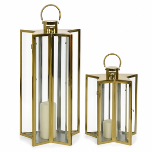 Farol Decorativo de Acero Inoxidable Dorado con Forma de Estrella, para Centro de Mesa de Boda y Decoración <span class=keywords><strong>del</strong></span> Hogar, Venta al Por Mayor - Product Image 2