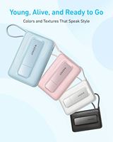 Anker Zolo Batterie externe magnétique, chargeur portable sans fil de 10,000mAh avec charge rapide de 30W max, câble USB-C intégré et support