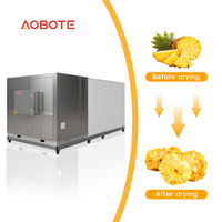 Industriële voedseldroger met temperatuurregeling, capaciteit 1000-1300 kg, voor fruit, groenten en ananas.