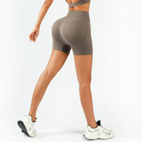 Shorts de yoga taille haute pour femmes, grande taille, en spandex/nylon, avec logo personnalisé, sans couture, élastiques à la taille, respirants et à séchage rapide, avec contour 3D