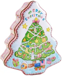 गर्म! अनुकूलित लक्जरी धातु टिन बॉक्स के साथ सांता क्रिसमस उपहार के लिए पेड़ के आकार चॉकलेट पैकेजिंग कंटेनर सौंदर्य स्ट्रॉबेरी