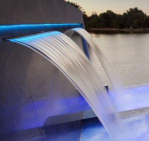 stainless steel water cascade blade garden water fountain led