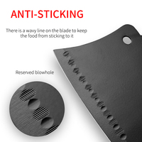 Couteau de chef en acier inoxydable de haute qualité, manche en plastique noir, revêtement antiadhésif, lame super tranchante, design ambidextre, 275 mm