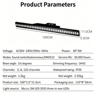 8 luces LED lineales de 36*3W RGB E27 para ciclorama, luz de fondo, ambiente, efecto estroboscópico, luz de pared y barra de escenario con efecto de persecución