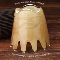 Peigne de massage de tête de yak fait à la main masseur de cuir chevelu en corne outil de massage Guasha pour la relaxation méridienne