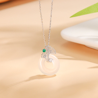 Collier pendentif feuille de ginkgo en argent sterling 925 avec fermoir de sécurité en jade, style chinois, bijoux de luxe léger, vente en gros
