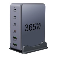 Matériau ABS 365W 4 TYPE C 2 Produits tendance USB 2025 Nouveautés Station de charge de bureau Chargeur GaN rapide haute puissance