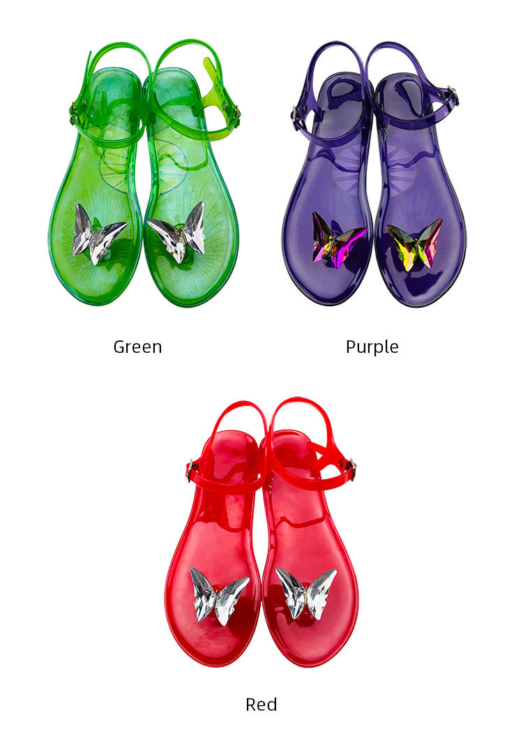 Fashion Transparent Waterproof PVC Jelly Sandals Candy-Colored Leisure Beach Sandals Women