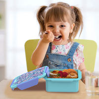 Boîte à bento en plastique sans BPA pour enfants, imprimé dessin animé, étanche, avec fermoirs, conteneur de rangement alimentaire pour l'école