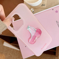 Coque de téléphone 3D Cherry Slim TPU transparente mate Design rose esthétique pour femmes adolescentes pour iPhone 12 coques de téléphone