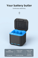 Cargador de Batería Profesional para Mini Cámara, 3 Ranuras, 1750mAh, Negro, para Hero 9 10 11, Tipo C, 2.4A, Carga Rápida, Accesorios en Stock