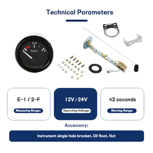 Đồng hồ đo mức nhiên liệu tự động xe hơi 12V E-1/2-f con trỏ 2 "52mm phổ màu trắng dẫn khói mét với cảm biến nhiên liệu phao dầu - Product Image 2