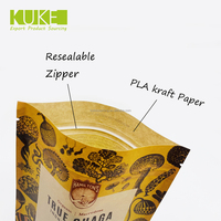 Emballage de matériaux écologiques biodégradables à impression personnalisée Pochette debout à fermeture éclair Sac en papier compostable