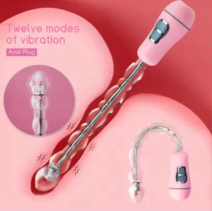 Perlas Anales Vibratorias con Carga USB, 12 Frecuencias de Vibración para Estimulación Anal, Tapón Anal, Supositorio, Tapón Anal Largo - Product Image 6