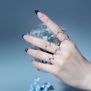 Dylam Best Bagues de mariage ajustables en argent sterling 925 avec diamant et lettre initiale A-Z, empilables, en oxyde de zirconium 5A - Product Image 6