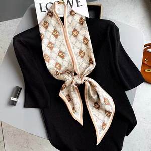 Модные и элегантные женские шарфы-повязки из полиэстера с бантом и принтом, всесезонные, хит продаж - Product Image 2