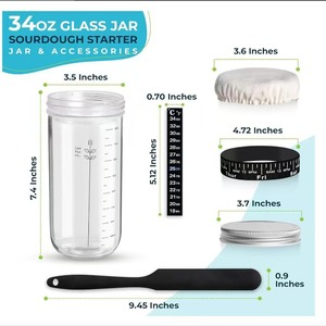 Pot en verre scellé résistant aux acides de 24 oz, directement de l'usine, récipient de fermentation pour la pâte, fabrication de <span class=keywords><strong>pain</strong></span>, conteneur de stockage hermétique pour <span class=keywords><strong>boulangerie</strong></span> - Product Image 1