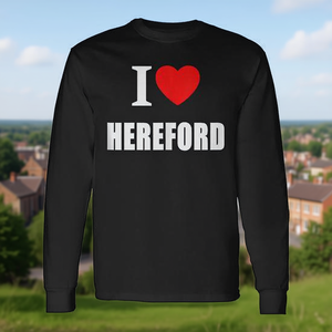 T-shirt à manches longues I Love Hereford, cadeau souvenir pour les fans - Product Image 3