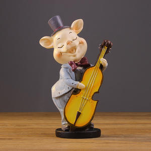 Musique Cochon Festif Décorations chinoises en résine Décorations pour la maison pour l'entrée du salon et le bureau Idées cadeaux d'ouverture de Noël - Product Image 3