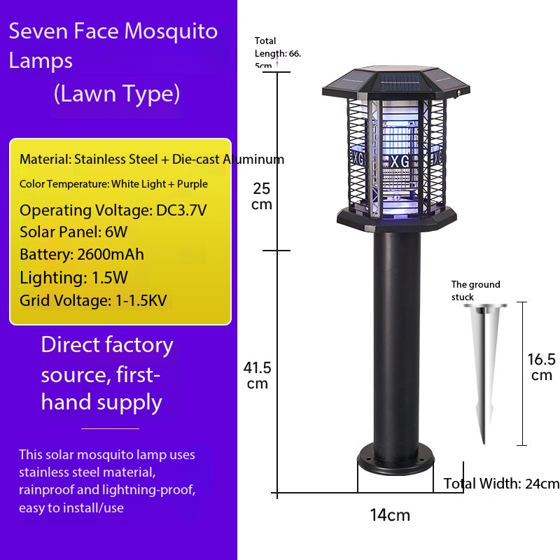Lámpara antimosquitos de siete lados de 5W - Modelo para jardín