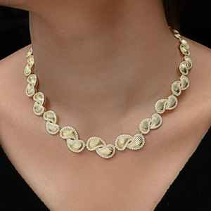 Moissanite 925 <b>Silver</b> <b>Choker</b> Necklace Gold Tone Pave Style Elegant Wedding Engagement Jewelry Gift for Her Fashion Design - Product Image 5