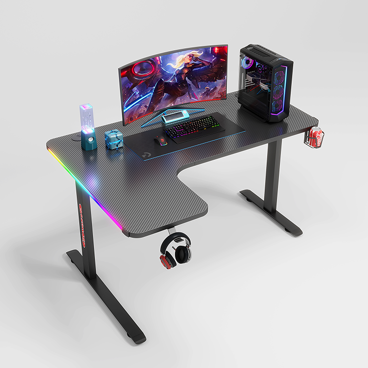 Black L shape gaming desk