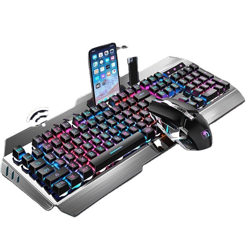 Высококачественная цветная перезаряжаемая игровая клавиатура и мышь, набор для компьютера с RGB-подсветкой, Беспроводная игровая клавиатура и мышь, комбо