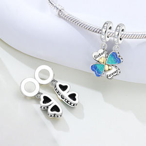 Colgante de corazón de cobre blanco para hermandad eterna, accesorio de joyería DIY para pulsera, para mujer - Product Image 5