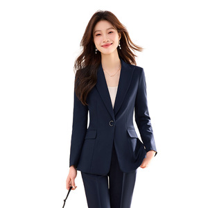 Women's Suit Set Gray Three Quarter Sleeve Polyester Anti-Wrinkle Office Lady Spring Professional Attire - Product Image 5