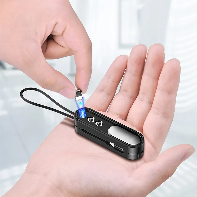 Cables de cargador USB universales con llavero retráctil magnético para i Phone Micro USB tipo C 3 en 1 Cable de carga
