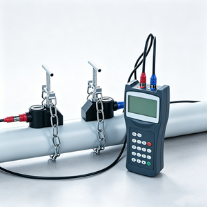 OEM <b>Clamp</b>-On Portable Ultrasonic Flow Meter Non-Contact for <b>Water</b> & Oil Fluid - Product Image 3
