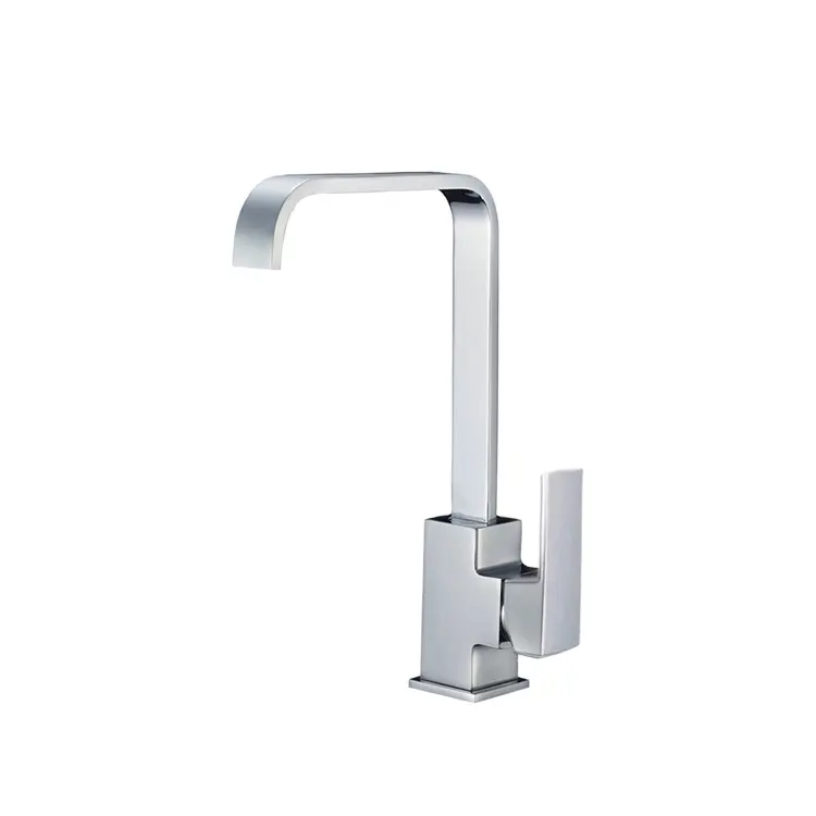 Commercial Square Deck Mounted Single Handle Kitchen Water Sink Kitchen Faucet