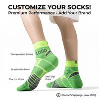 Chaussettes de sport respirantes à logo personnalisé, anti-ampoules, avec soutien de la voûte plantaire, compression, coupe basse, pour hommes