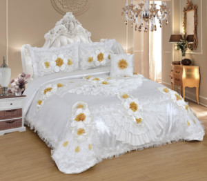 Sang Trọng Bộ Đồ Giường Bộ Cho Đám Cưới Nữ Hoàng <span class=keywords><strong>Comforter</strong></span> Bộ Đồ Giường Đám Cưới Thiết Lập Với Nặng <span class=keywords><strong>Comforter</strong></span> 4/5 Pcs Bộ Đồ Giường Đám Cưới Thiết Lập - Product Image 6