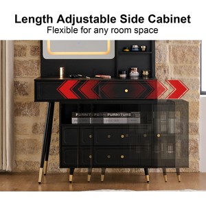 Modern Smart <b>LED</b> Eco-Friendly <b>Makeup</b> Vanity Desk Retractable <b>Mirror</b> Lights Dressing Table Drawers Compact Cabinet Hotel Bedroom - Product Image 5