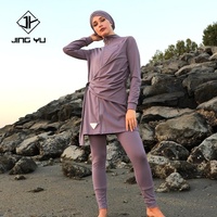 Traje de Baño Musulmán de Alta Calidad para Mujer, Color Sólido, con Lazos Laterales, Personalizado por el Fabricante