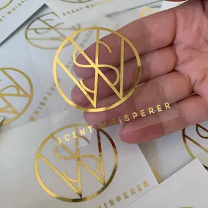 Adesivo de vinil transparente personalizado, adesivo com logotipo folha de ouro rosa