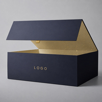 Boîte cadeau plate en papier noir avec logo personnalisé, boîte cadeau pliante, emballage de luxe, boîte cadeau pliante magnétique pour vêtements