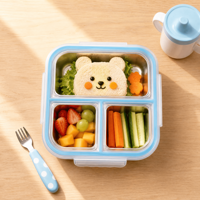 304 RVS Multi Grid Snack Opbergdoos, Afdichtbare Fruit Opbergcontainer, Lunchbox