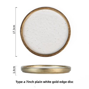 Gold-plated <b>Ceramic</b> Round Flat <b>Plate</b> Microwave Safe Minimalist Japanese Style Dinnerware for Household & Commercial Use - Product Image 6