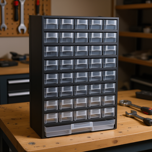 Armoire à outils en plastique avec 41 tiroirs, organisateur de rangement noir pour outils d'atelier - Product Image 2