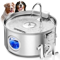 Grande fontaine d'eau pour animaux de compagnie 13L Distributeur d'eau pour chiens en acier inoxydable Fontaine d'eau pour animaux de compagnie silencieuse pour chiens