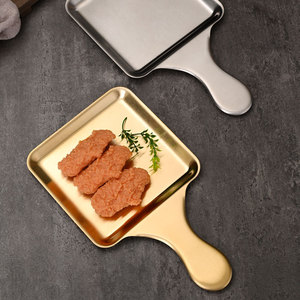 Korean Style Stainless Steel Square <b>Grill</b> Pan With Handle Heat Resistant For BBQ Restaurant Use - Product Image 4